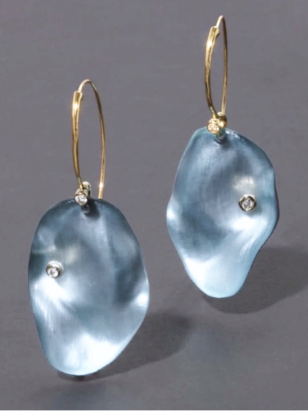ALEXIS BITTAR • NEW Lucite Organic Disc Large Drop Earring- Luminous Steel Blue